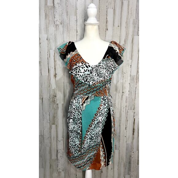 Bisou Bisou Women's Patchwork Ruffle Dress Size 6 Multicolor Casual - Picture 2 of 6